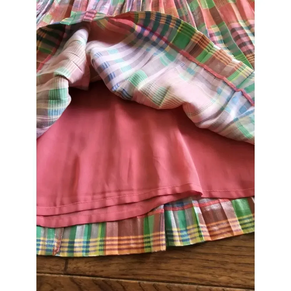 J. Crew Shimmering Madras Plaid A-Line Midi Skirt Women's Size 6 - Picture 11 of 11